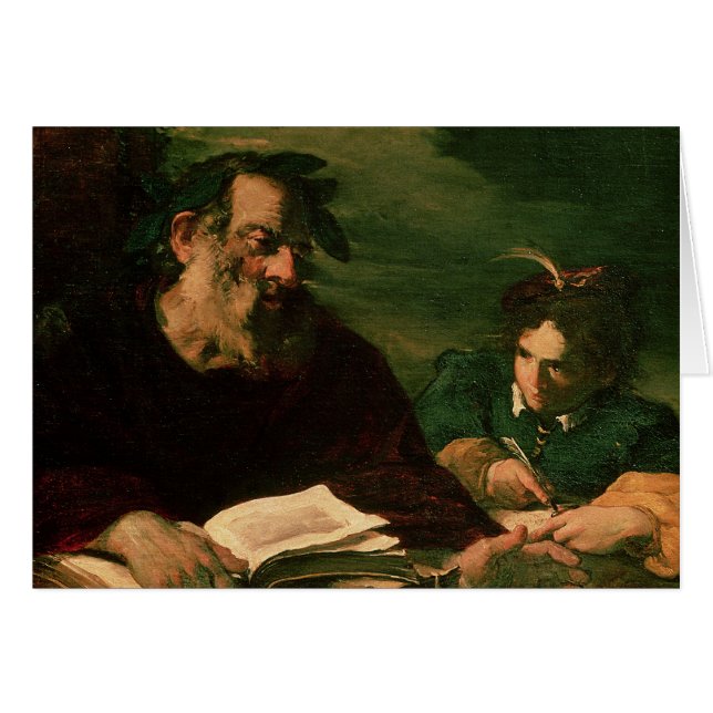 Homer som dikterar hans dikt hälsningskort (Framsidan Horizontal)