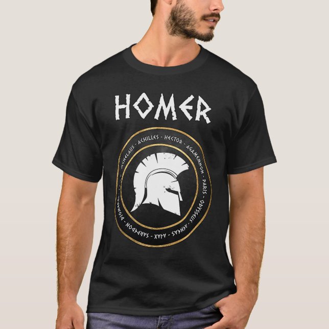 Homer the Iliad and Odyssey Heroes of the Trojan W T Shirt (Framsida)