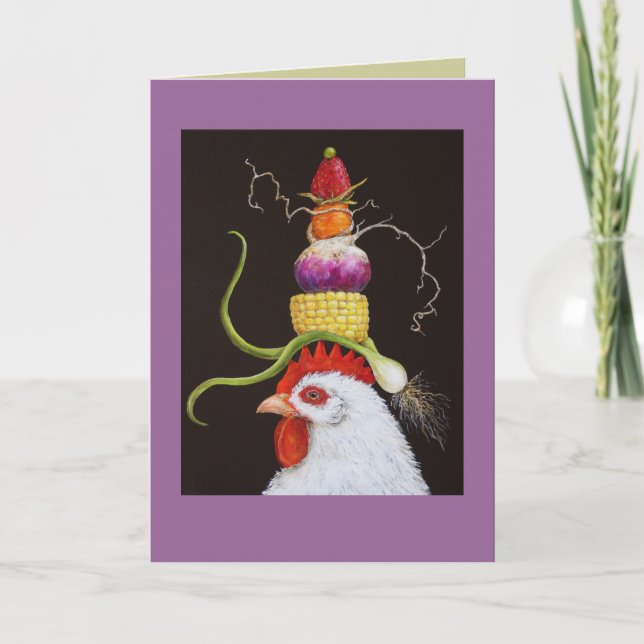 Homer tupp med veggie hat card kort (Framsida)