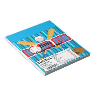 Homerun Baseball Birthday Candy Pub Wrapper Favors Anteckningsblock
