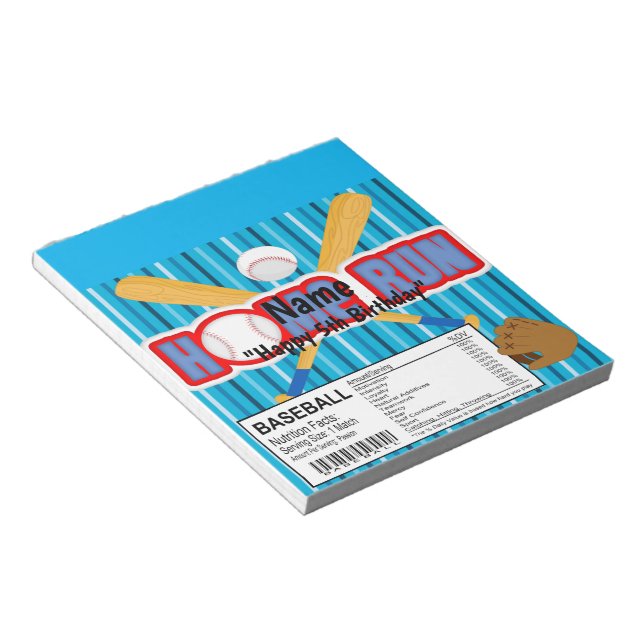 Homerun Baseball Birthday Candy Pub Wrapper Favors Anteckningsblock (Vinklad)