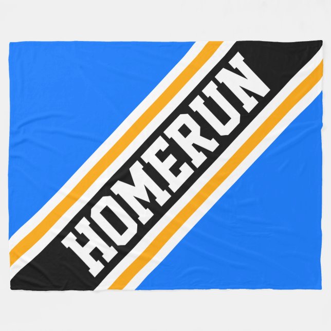 HOMERUN Ljusblå Orange Svart Racingränder Fleecefilt (Framsidan (Horisontell))