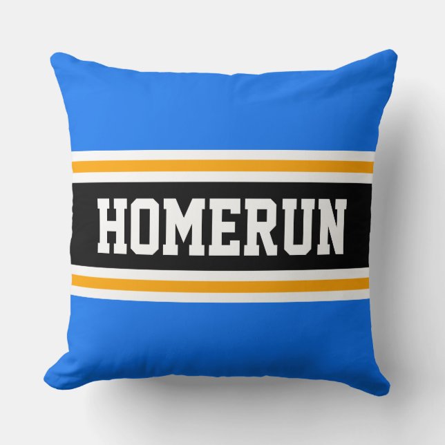HOMERUN Sportig Ljusblå Orange Sommar Ränder Kudde (Framsida)