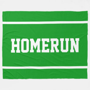 HOMERUN Sportig vit textränder på klargrön Fleecefilt