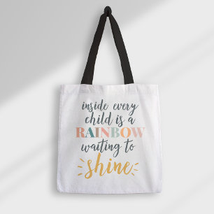 Homeschool Childature Motivational Quote Rainbow Tygkasse