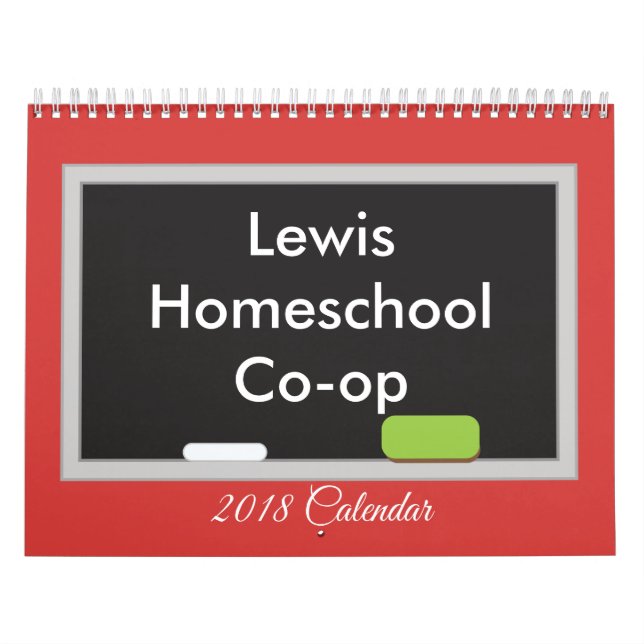Homeschool Co op Chalkboard på Red Background Kalender (Omslag)