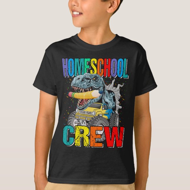 Homeschool Crew Monster Lastbil Dinosaur Boys  T Shirt (Framsida)
