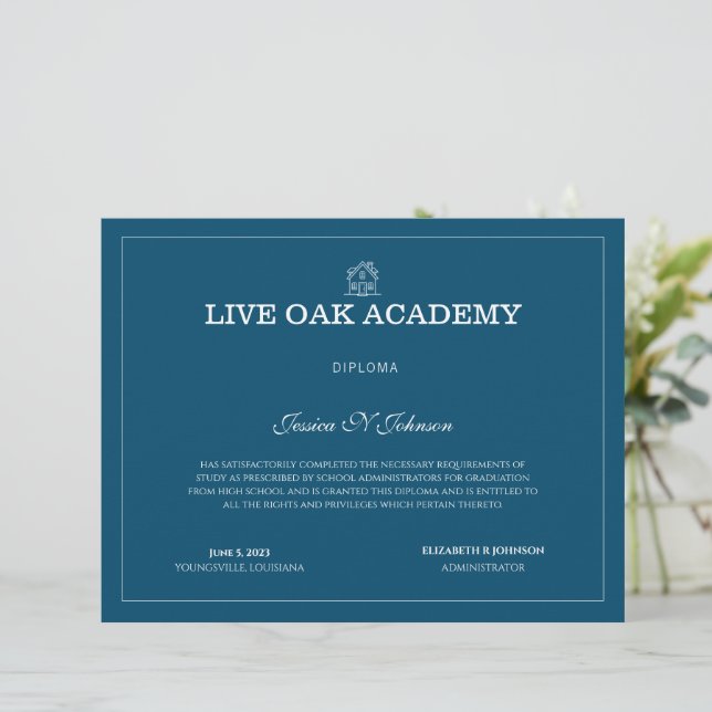 Homeschool Diploma Modern Blue (Stående Fram)