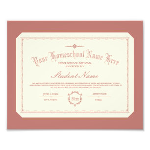 Homeschool Diploma Traditional Soft Red Fototryck