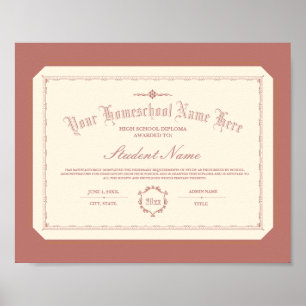 Homeschool Diploma Traditional Soft Red Poster