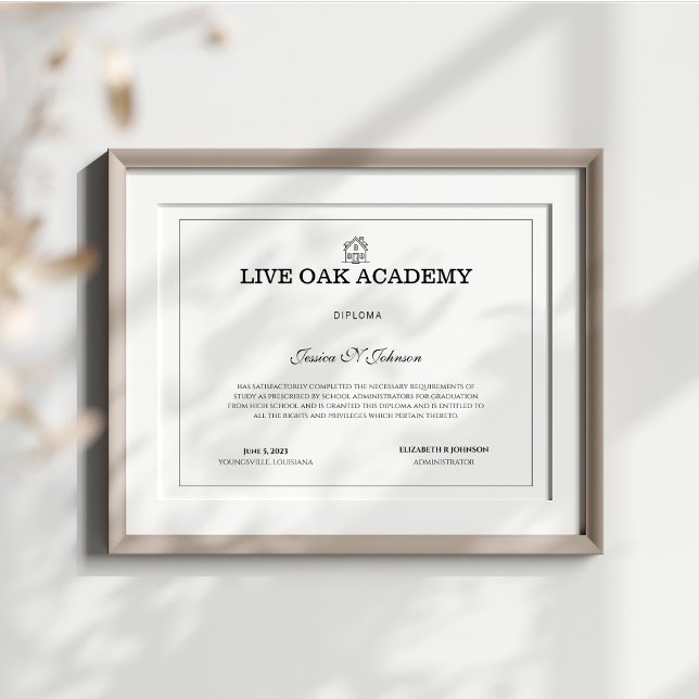 Homeschool-examensbevis Modernt Vitt (Custom Homeschool Diploma)