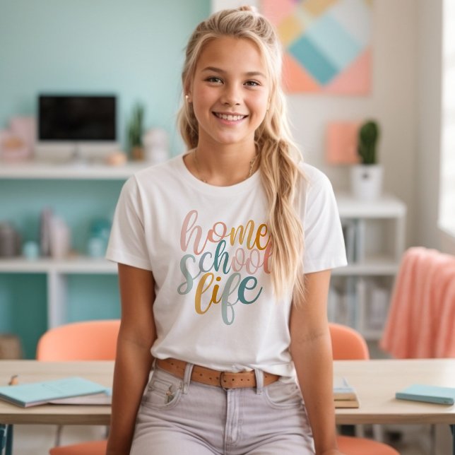Homeschool Life Namnteckning Kids T-Shirt (Skapare uppladdad)