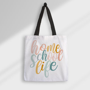 Homeschool Life Pastel Rainbow Färg Namnteckning Tygkasse