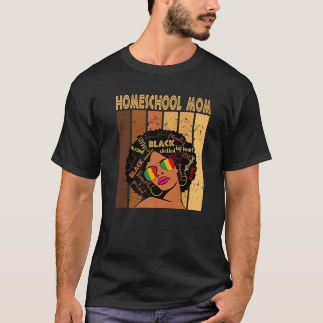 Homeschool Mamma Afro African American Black Histo T Shirt (Framsida)