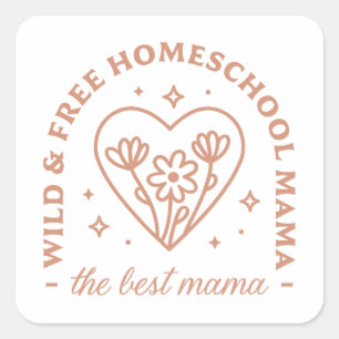 Homeschool mamma mamma blommigt cottagecore-esteti fyrkantigt klistermärke