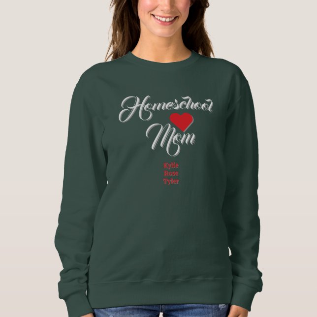 Homeschool-mamma T-shirt med barnets namn (Framsida)
