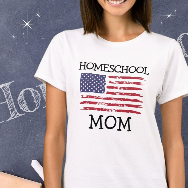 Homeschool Mamma | Vintage American Flagga T Shirt (Personalize the text to say whatever you want. Available in multiple styles, colors and sizes. )