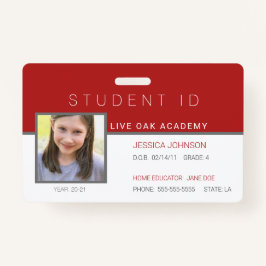 Homeschool Student ID-bricka - Modern Red