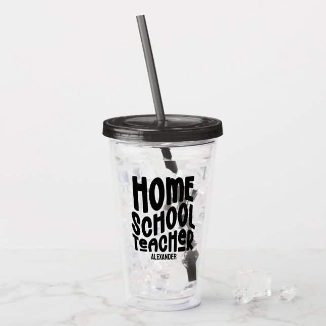 Homeschool Teacher Black Typography Design Take Away Mugg (Framsida Ice)