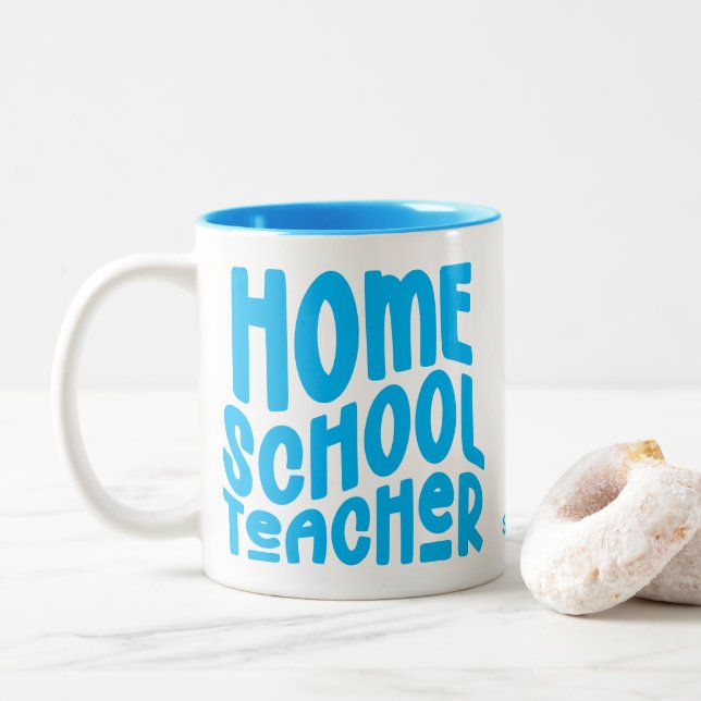 Homeschool Teacher | Blue Typography Två-Tonad Mugg (Med munk)