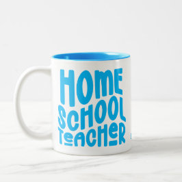 Homeschool Teacher | Blue Typography Två-Tonad Mugg