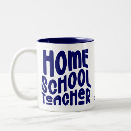 Homeschool Teacher | Dark Blue Typography Design Två-Tonad Mugg