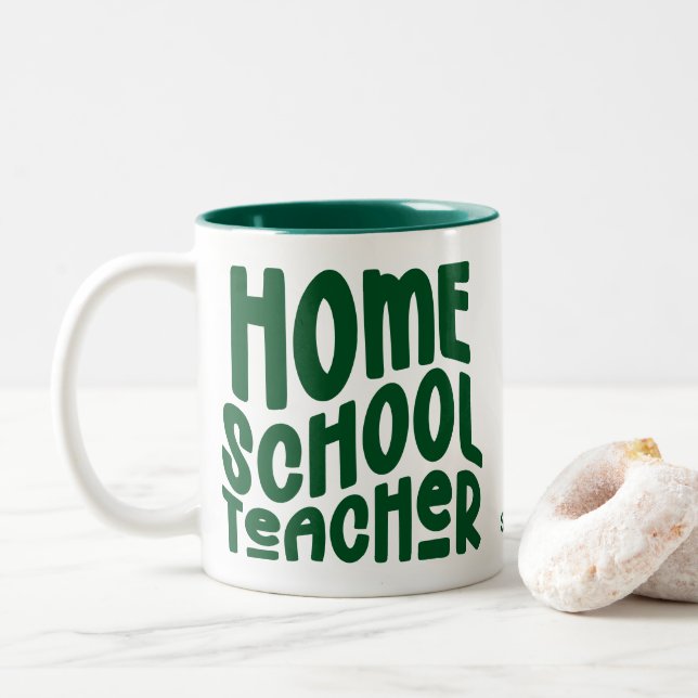 Homeschool Teacher | Green Typography Design Två-Tonad Mugg (Med munk)