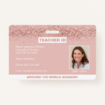 Homeschool Teacher ID Ro Guld Glitter Badge