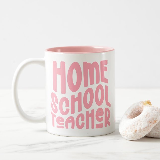 Homeschool Teacher | Pink Typography Två-Tonad Mugg (Med munk)