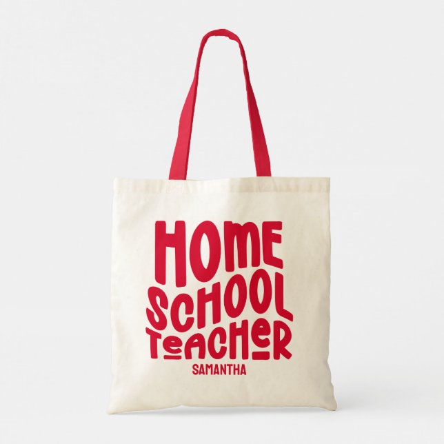 Homeschool Teacher | Red Text Design Tygkasse (Baksida)