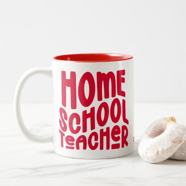 Homeschool Teacher | Red Typography Design Två-Tonad Mugg (Med munk)