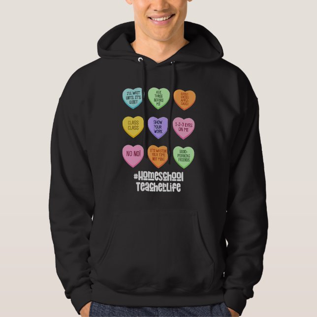 Homeschool Teacher Valentines Day Conversation Hea Hoodie (Framsida)