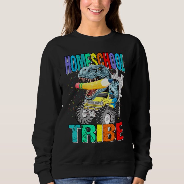 Homeschool Tribe Monster Lastbil Dinosaur T Shirt (Framsida)