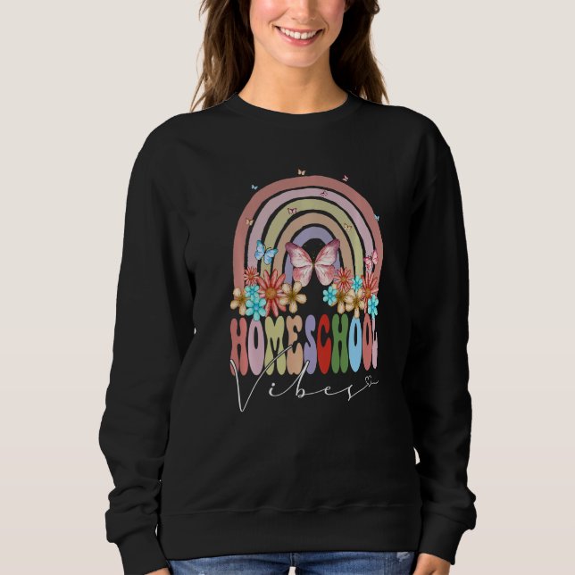 Homeschool Vibes Back To School Rainbow Groovy Flo T Shirt (Framsida)