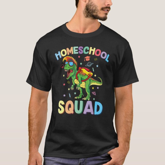 Homeschooling Trex Dinosaur första dagen i School  T Shirt (Framsida)