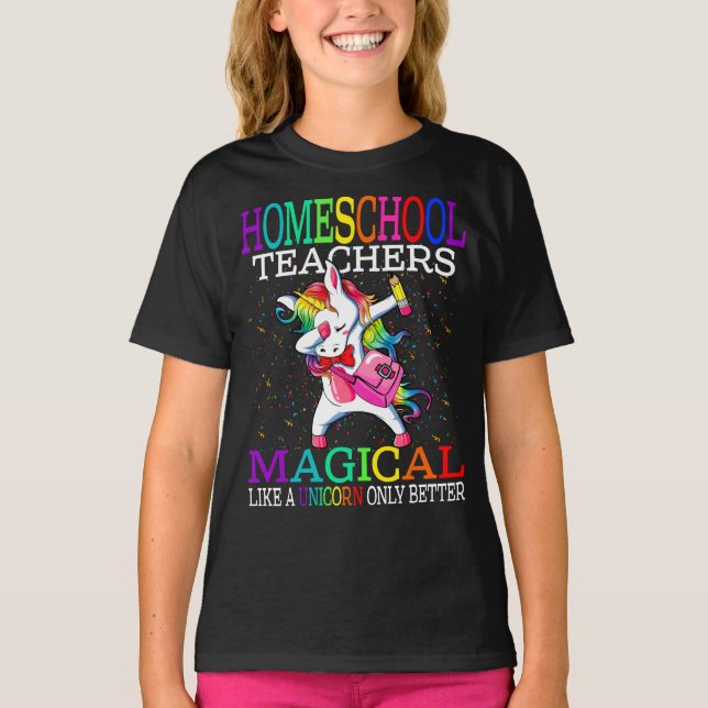 Homeschoollärare Magic som Unicorn T Shirt (Framsida)