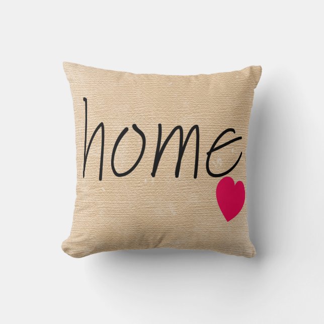 Homespun Titta HEM Pillow med hjärta Kudde (Framsida)