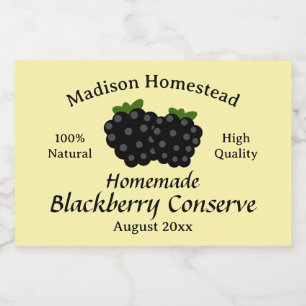 Homestead Blackberry Bevarar mallen Jelly Sylt Mat Etiketter