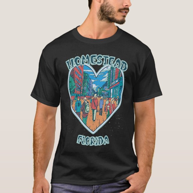 Homestead In Florida Travel Souvenir Heart T Shirt (Framsida)