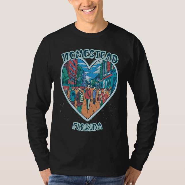 Homestead In Florida Travel Souvenir Heart T Shirt (Framsida)