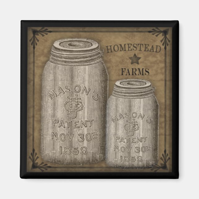 Homestead Primitive Canning Burk Magnet (Framsidan)