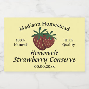 Homestead Strawberry Bevarar Jelly-mall Mat Etiketter