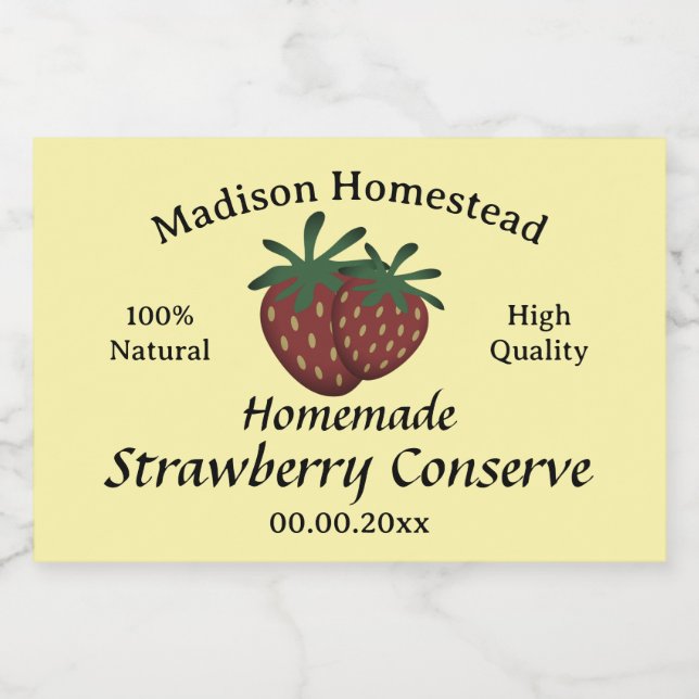 Homestead Strawberry Bevarar Jelly-mall Mat Etiketter (Singel etikett)