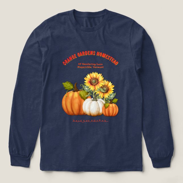 Homestead Sunblommor n Pumpkins Fall T Shirt (Design framsida)