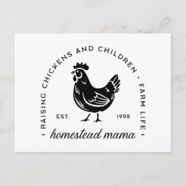 Homesteader-kyckling mamma sahm lustiga mamma-cita helg vykort