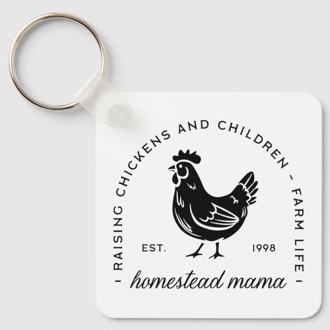 Homesteader-kyckling mamma sahm lustiga mamma-cita nyckelring (Framsida)