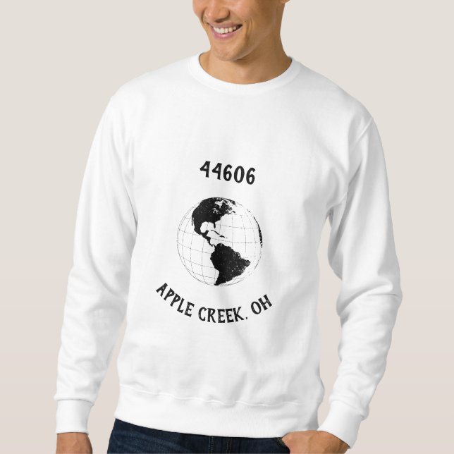 Hometown City State Zip Code Globe World Map Lång Ärmad Tröja (Framsida)