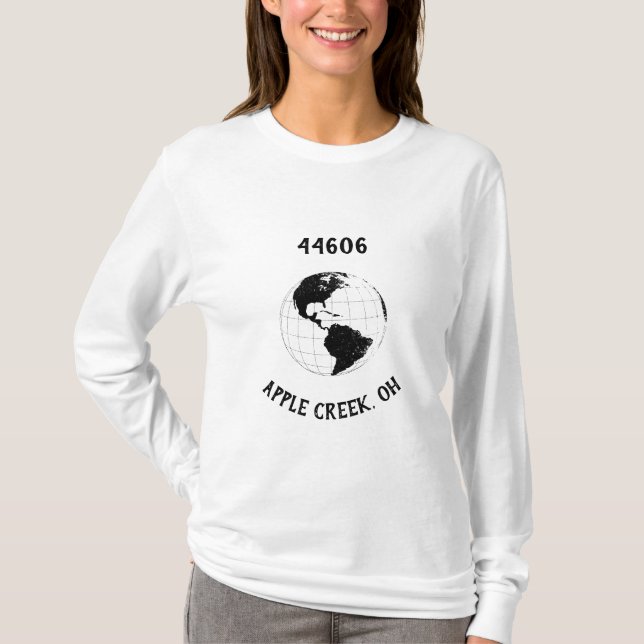Hometown City State Zip Code Globe World Map T Shirt (Framsida)