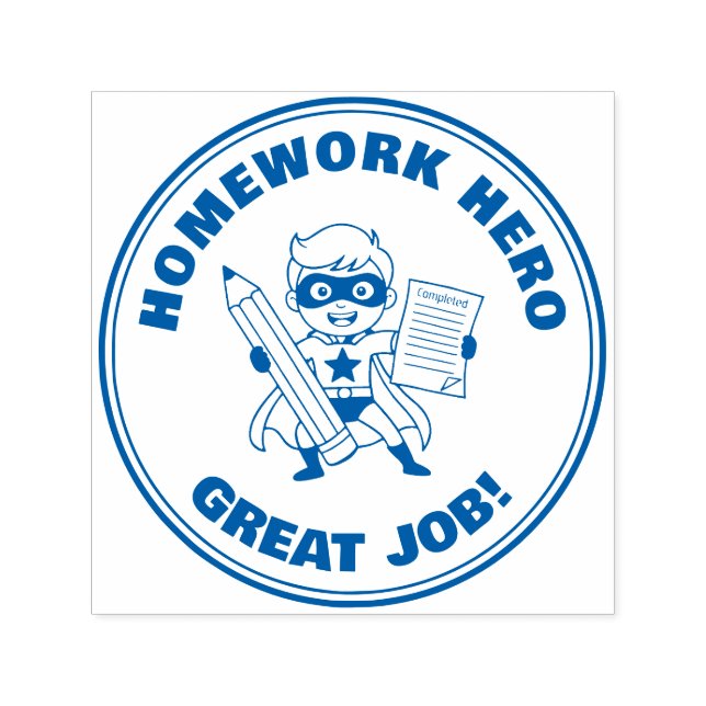 Homework Hero Teacher Reward Motivational Självfärgande Stämpel (Design)