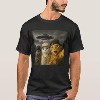 Homies Funny Cat Selfie UFO Hip hop Rap Manar Kvin T Shirt